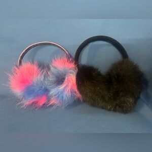 Stylish Kids Black and Pink Furry Earmuffs